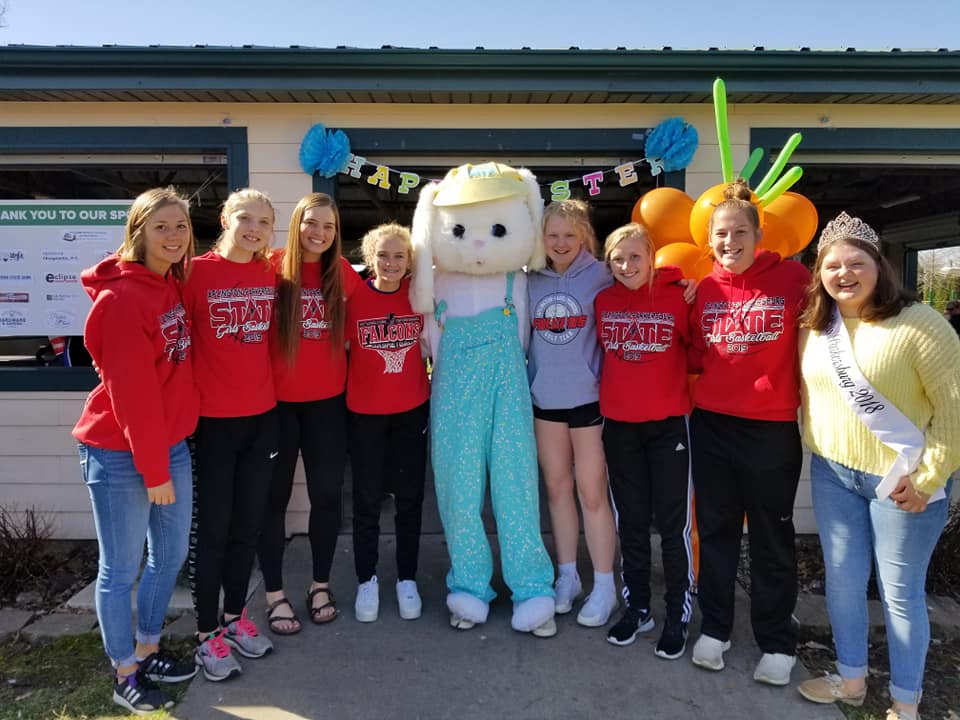 Girls State Basketball Team helping at the 2019 Easter Egg Hunt
